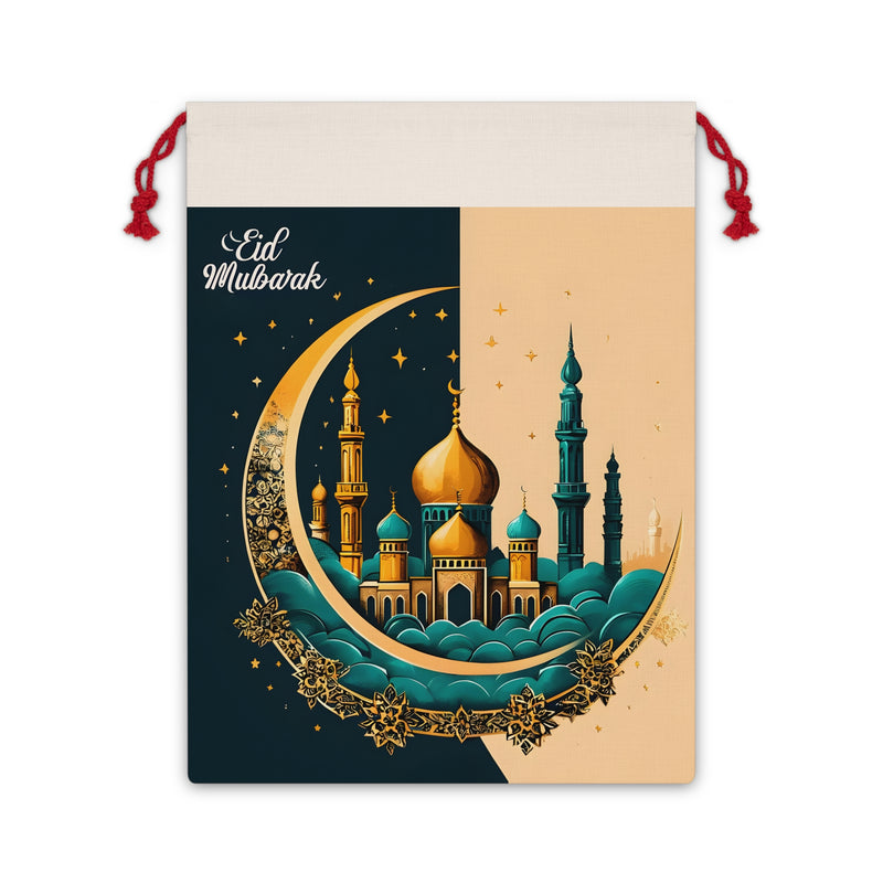 Eid Mubarak Gift Bag, Islamic Holiday Present Bag, Celebration Goodie Pouch, Religious Occasion Favor Sack, Festive Event Treat Purse