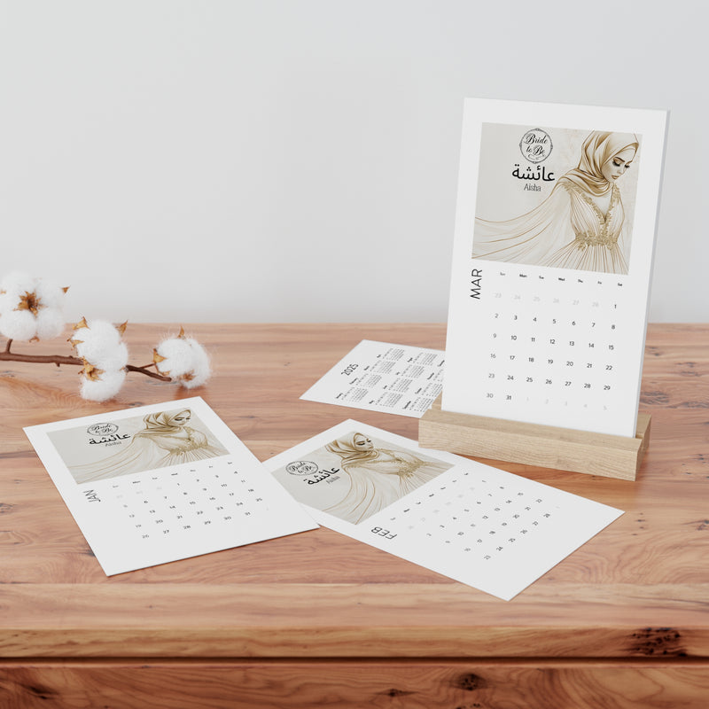 Muslim Bride Desk Calendar| Muslim Wedding| Personalised Arabic Name| 2025 |Islamic Gift| Muslim Desk Decor| Muslim Bridesmaid