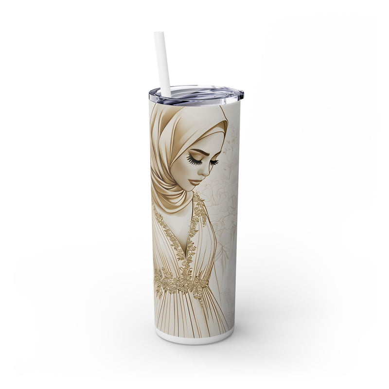 Personalized Muslim Bride Skinny Tumbler with Straw, 20oz | Arabic Name| Muslim Wedding Gift| Muslim Bridesmaid| Muslim Wedding Gift