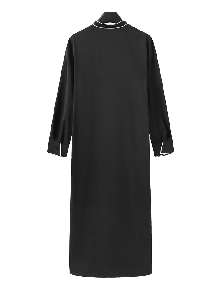 Muslim Men's Black Embroidery Robe