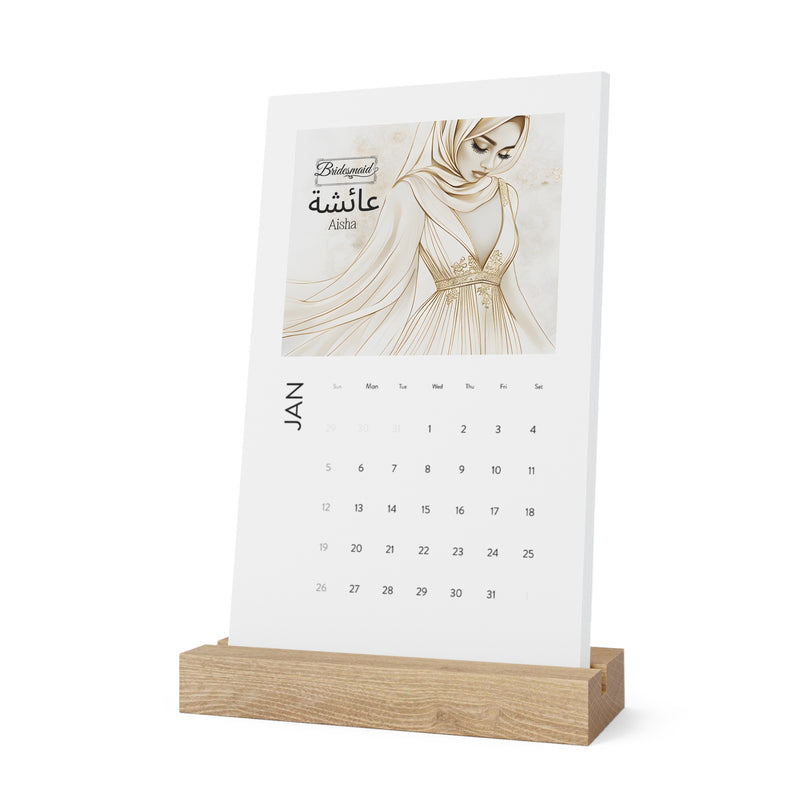 Muslim Bride Desk Calendar| Muslim Wedding| Personalised Arabic Name| 2025 |Islamic Gift| Muslim Desk Decor| Muslim Bridesmaid