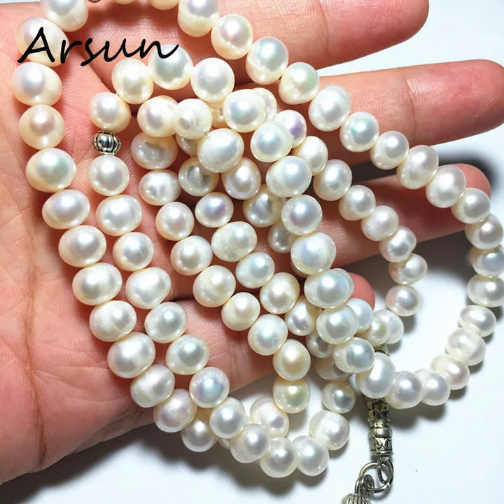 Natural Freshwater Pearl Stone Muslim Prayer Beads