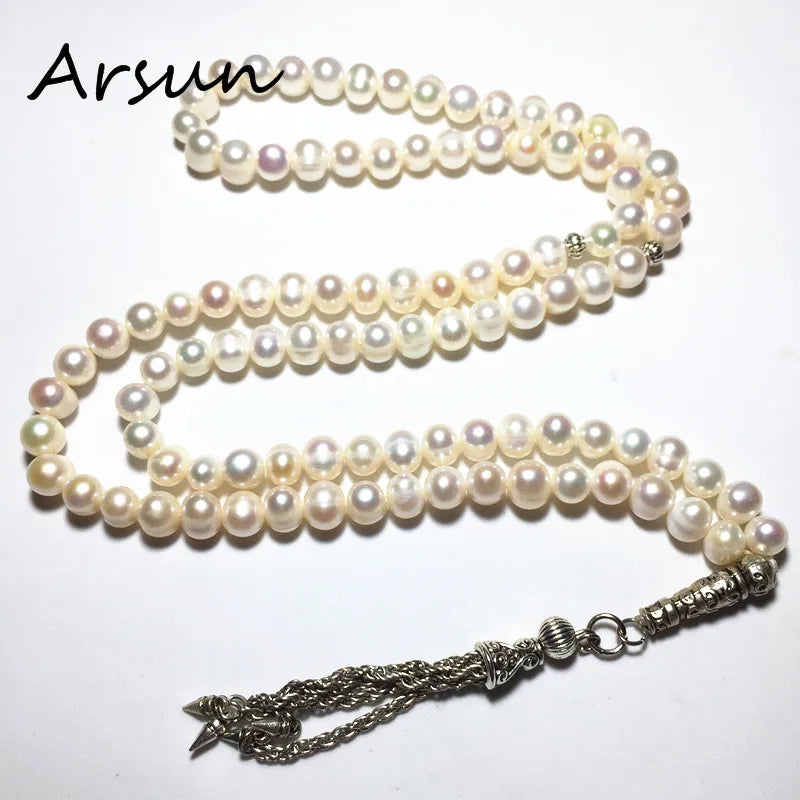 Natural Freshwater Pearl Stone Muslim Prayer Beads