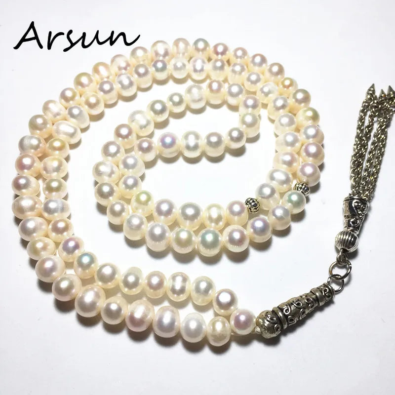 Natural Freshwater Pearl Stone Muslim Prayer Beads
