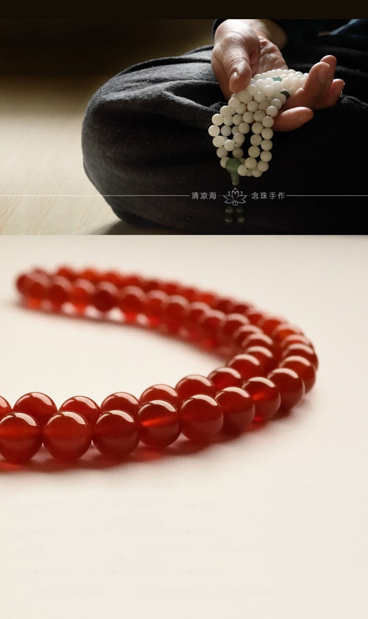 Natural Red Tesbih Agate for Men and Women