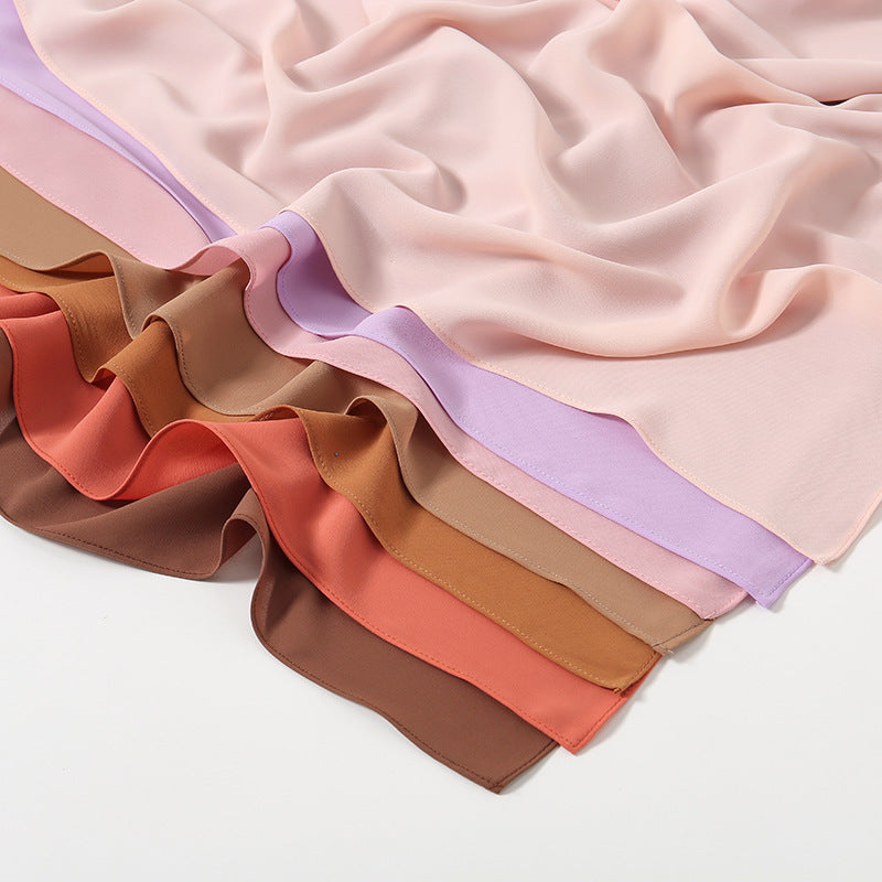 Solid Color Long Chiffon Scarf for Woman