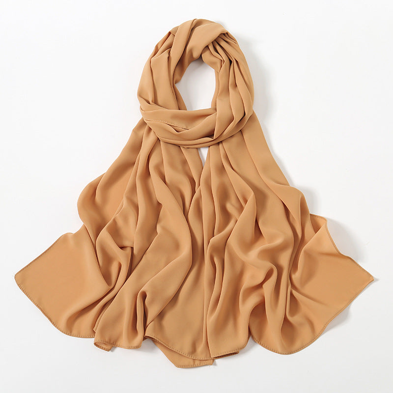 Solid Color Long Chiffon Scarf for Woman