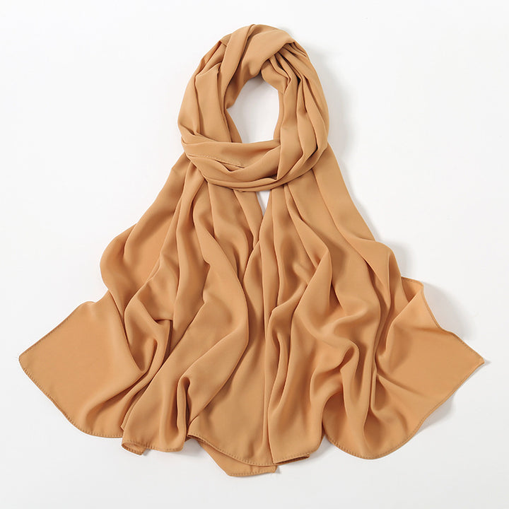 Solid Color Long Chiffon Scarf for Woman