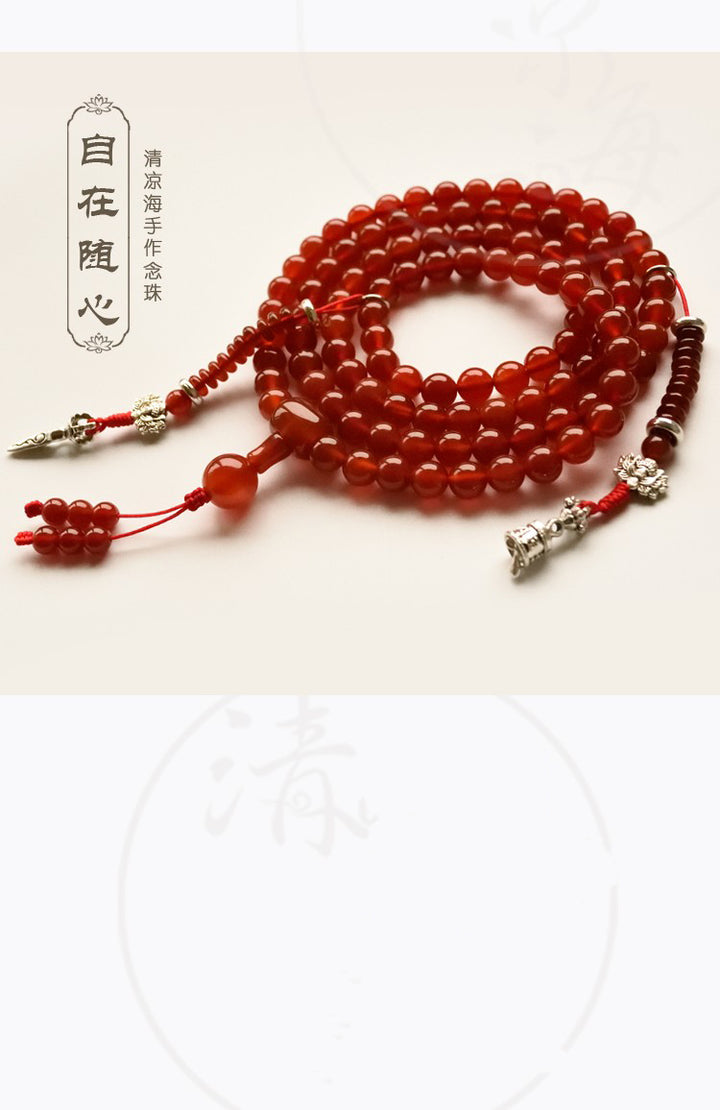 Natural Red Tesbih Agate for Men and Women