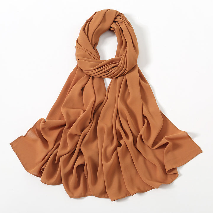 Solid Color Long Chiffon Scarf for Woman