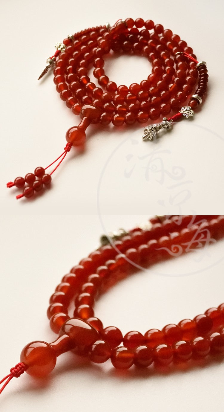 Natural Red Tesbih Agate for Men and Women