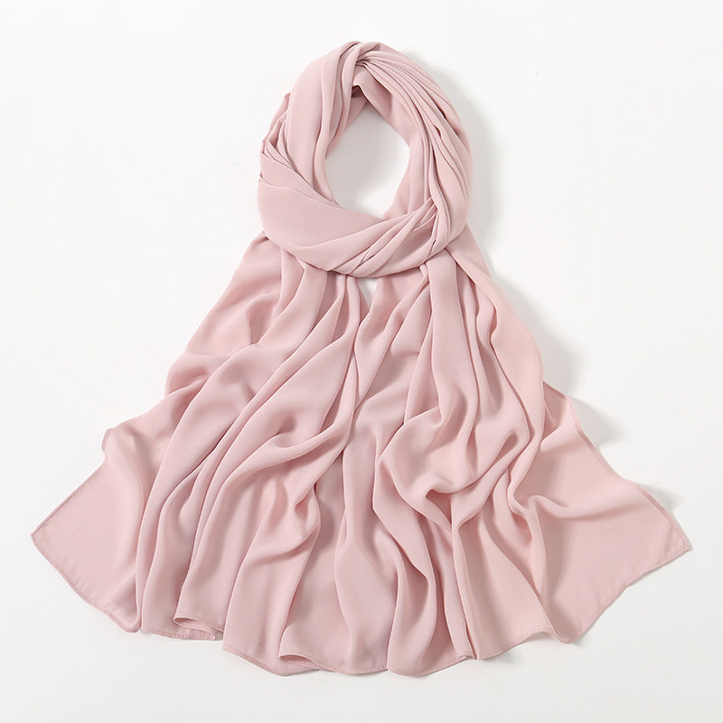 Solid Color Long Chiffon Scarf for Woman