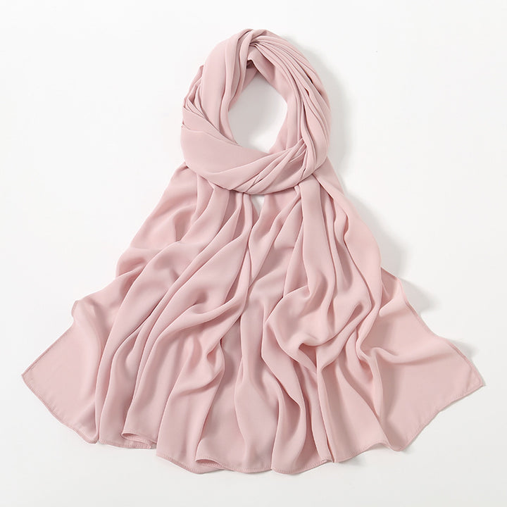 Solid Color Long Chiffon Scarf for Woman