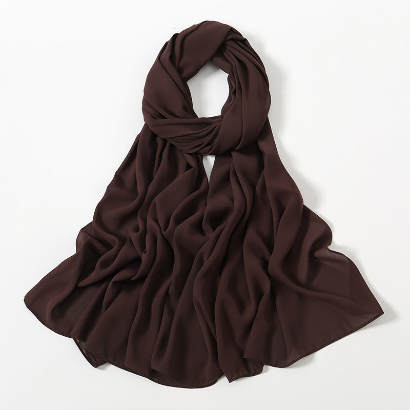 Solid Color Long Chiffon Scarf for Woman