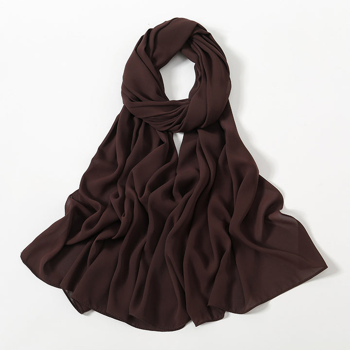Solid Color Long Chiffon Scarf for Woman
