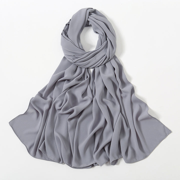 Solid Color Long Chiffon Scarf for Woman