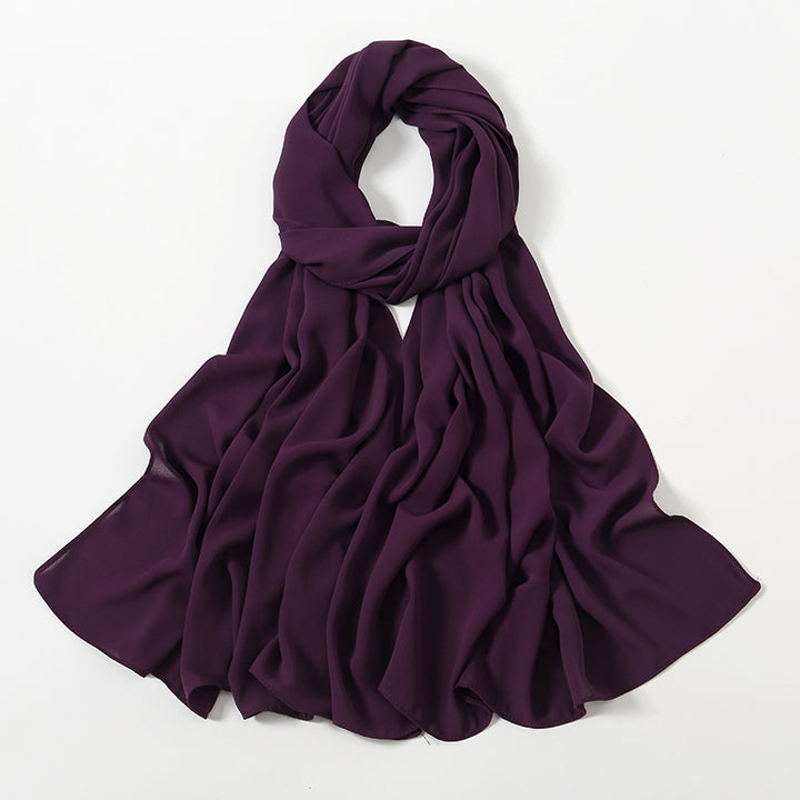 Solid Color Long Chiffon Scarf for Woman