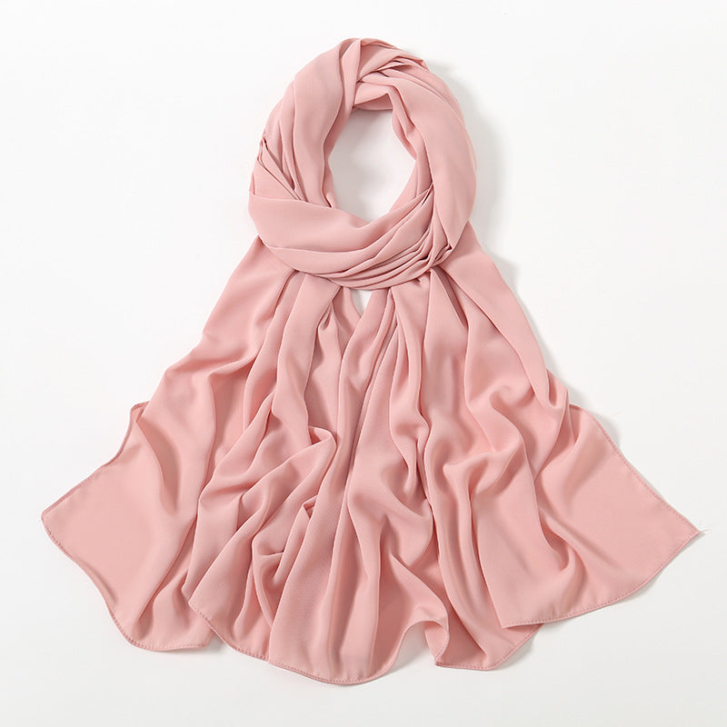 Solid Color Long Chiffon Scarf for Woman
