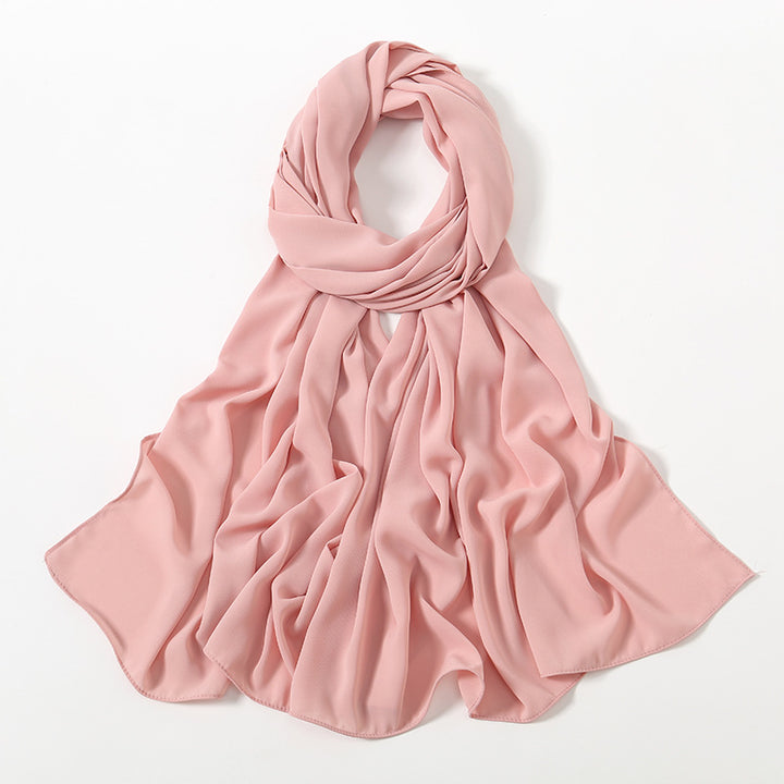 Solid Color Long Chiffon Scarf for Woman