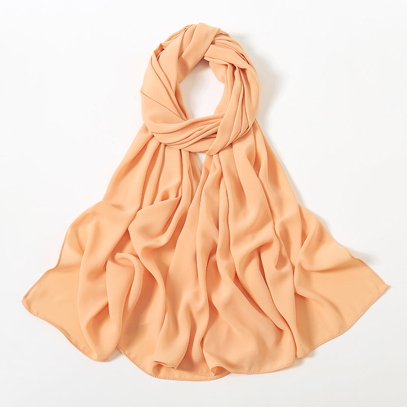 Solid Color Long Chiffon Scarf for Woman