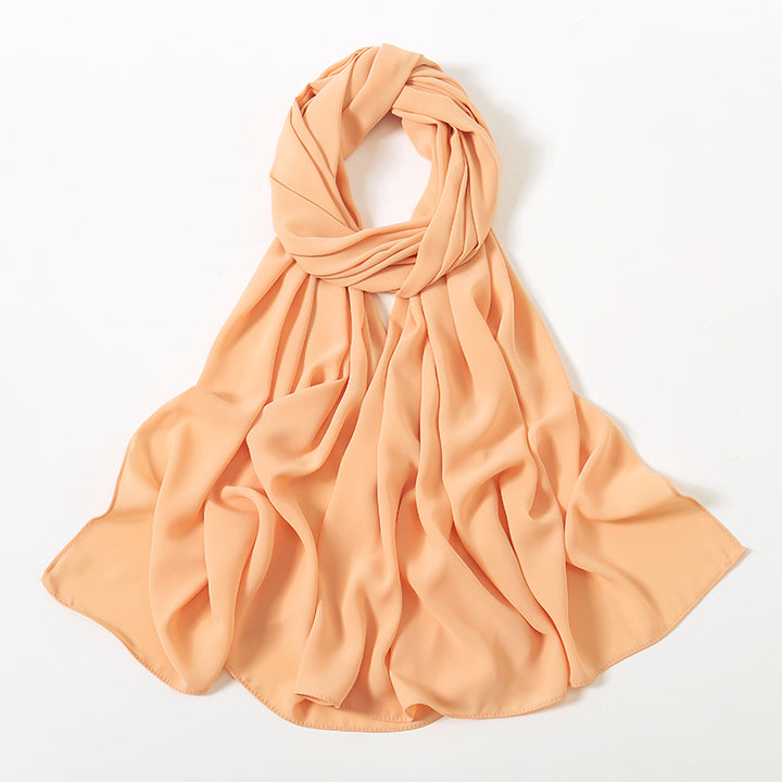 Solid Color Long Chiffon Scarf for Woman