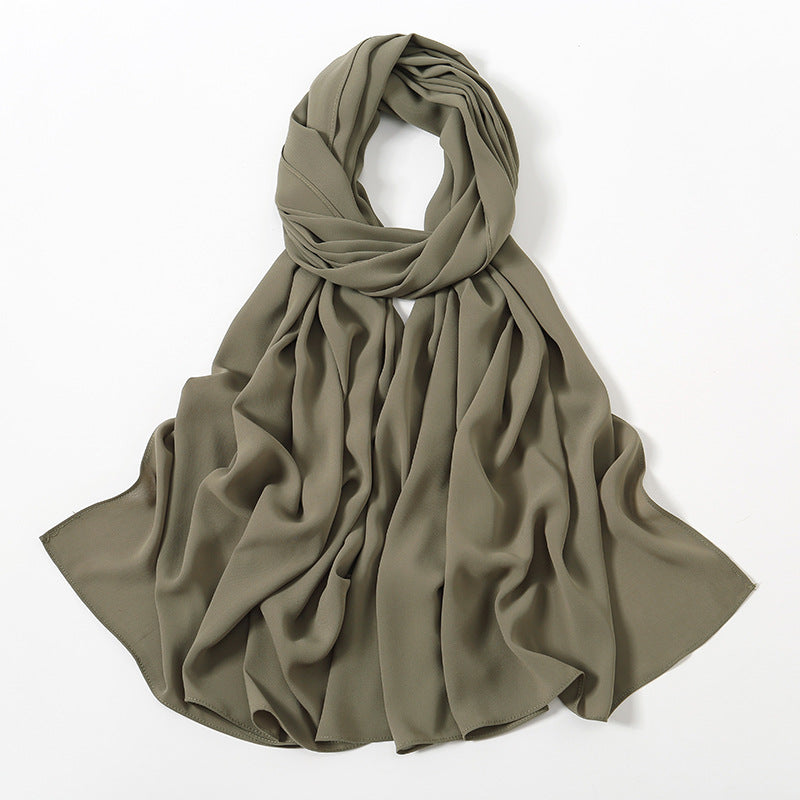 Solid Color Long Chiffon Scarf for Woman