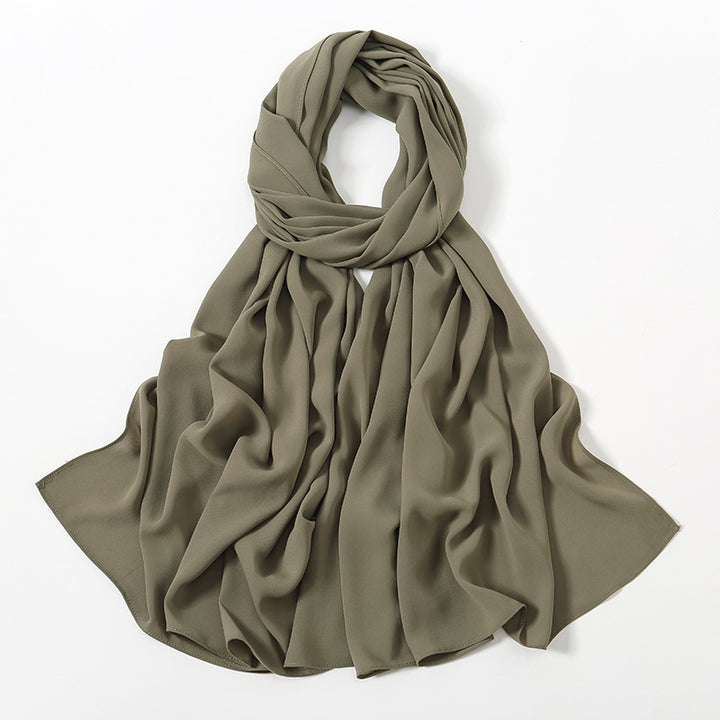 Solid Color Long Chiffon Scarf for Woman