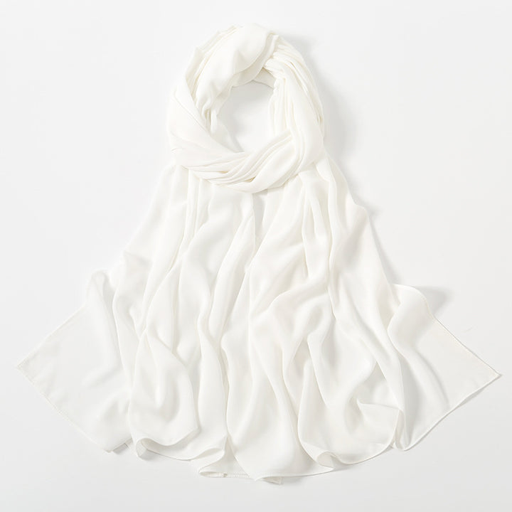 Solid Color Long Chiffon Scarf for Woman