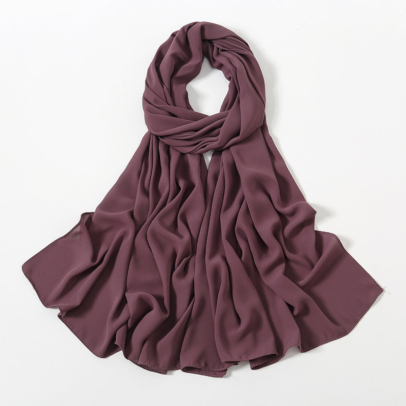 Solid Color Long Chiffon Scarf for Woman