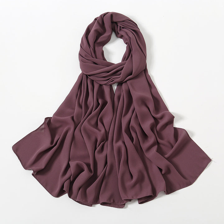 Solid Color Long Chiffon Scarf for Woman