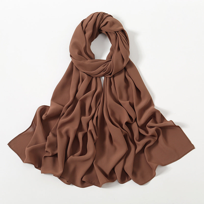 Solid Color Long Chiffon Scarf for Woman