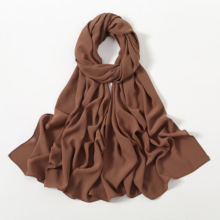Solid Color Long Chiffon Scarf for Woman