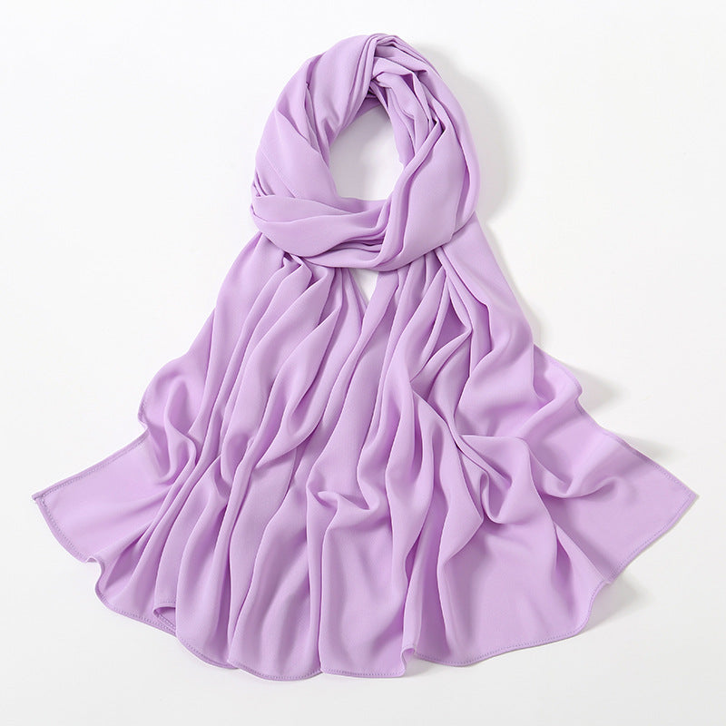 Solid Color Long Chiffon Scarf for Woman
