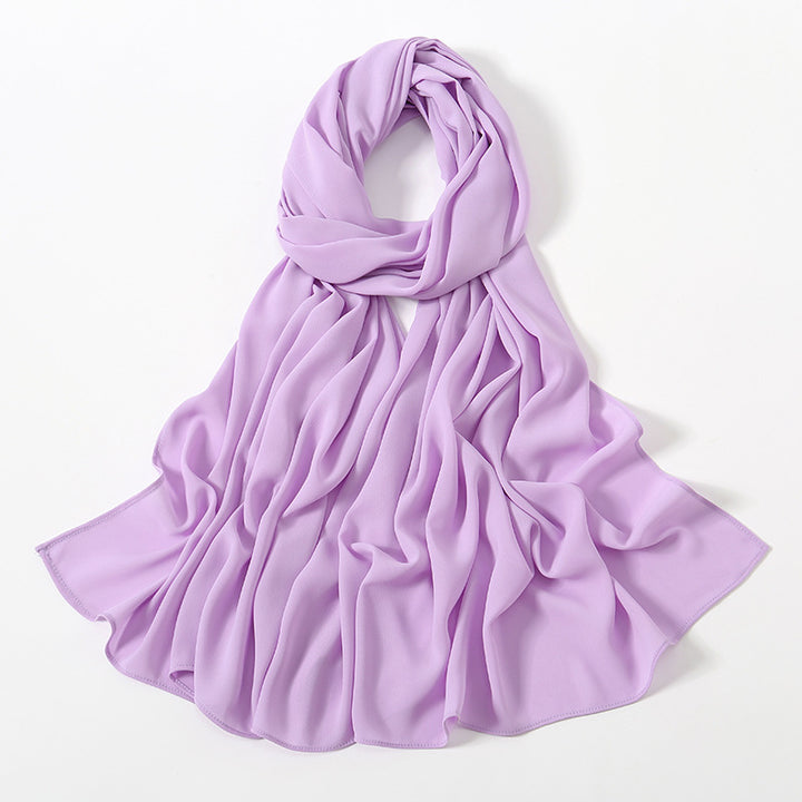 Solid Color Long Chiffon Scarf for Woman