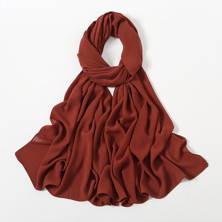 Solid Color Long Chiffon Scarf for Woman