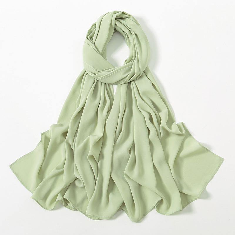 Solid Color Long Chiffon Scarf for Woman