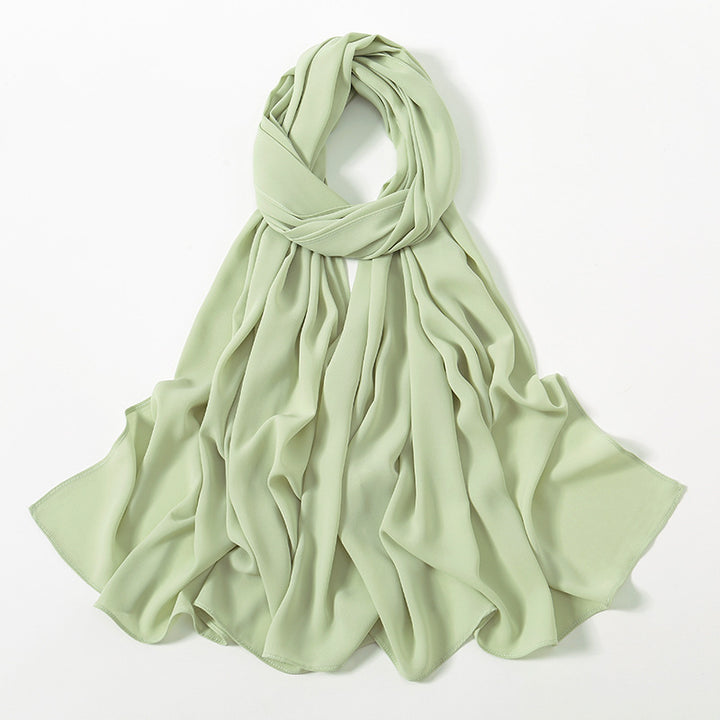 Solid Color Long Chiffon Scarf for Woman