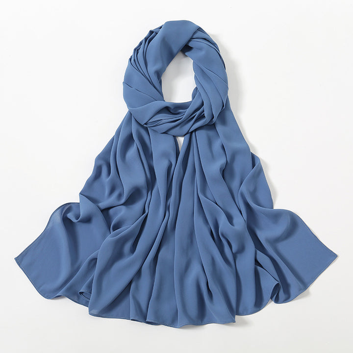 Solid Color Long Chiffon Scarf for Woman