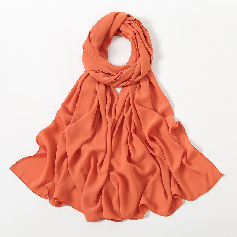 Solid Color Long Chiffon Scarf for Woman