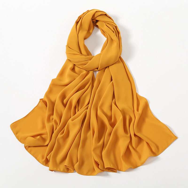 Solid Color Long Chiffon Scarf for Woman