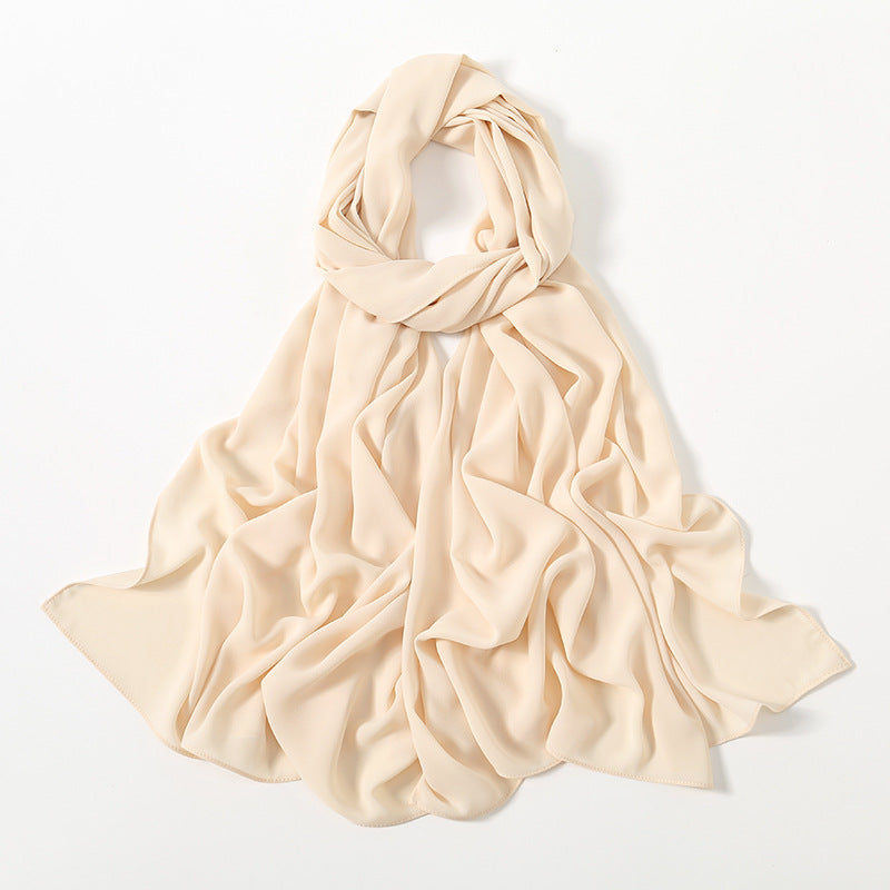 Solid Color Long Chiffon Scarf for Woman