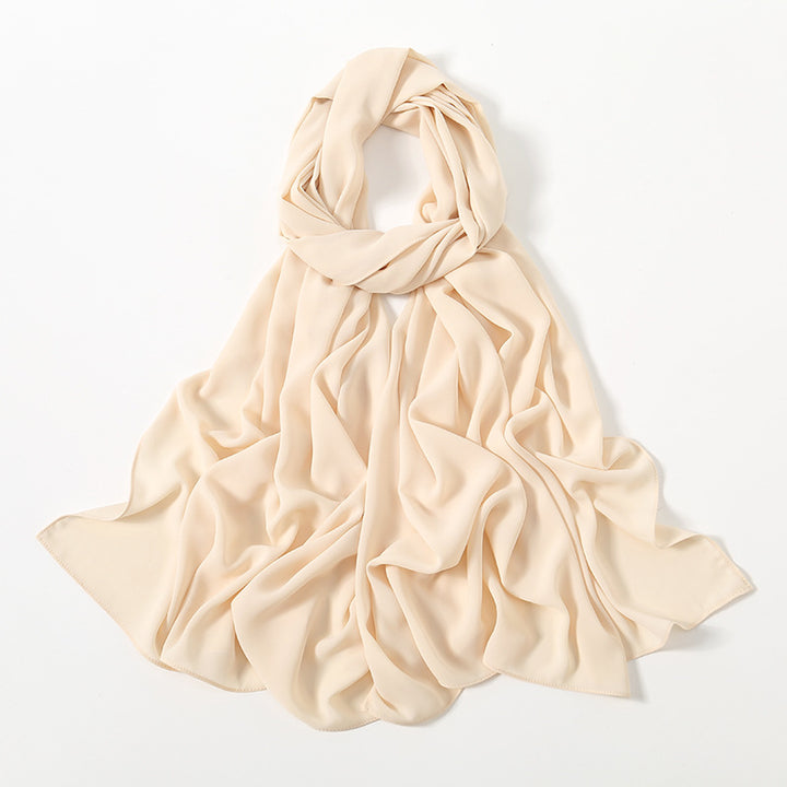 Solid Color Long Chiffon Scarf for Woman