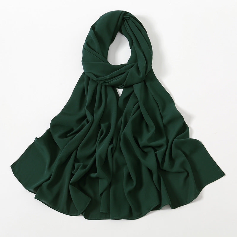 Solid Color Long Chiffon Scarf for Woman