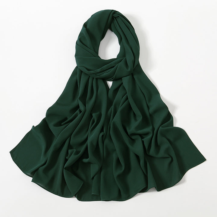 Solid Color Long Chiffon Scarf for Woman