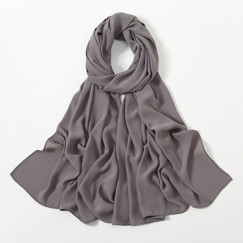 Solid Color Long Chiffon Scarf for Woman