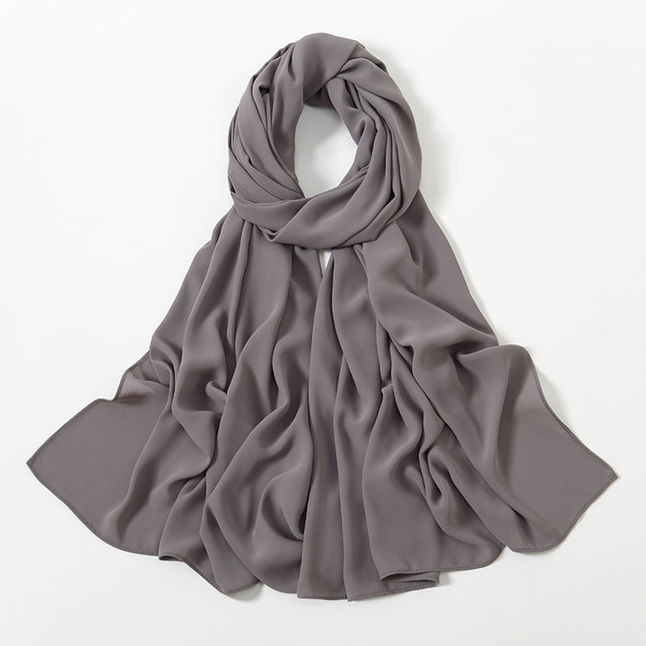 Solid Color Long Chiffon Scarf for Woman
