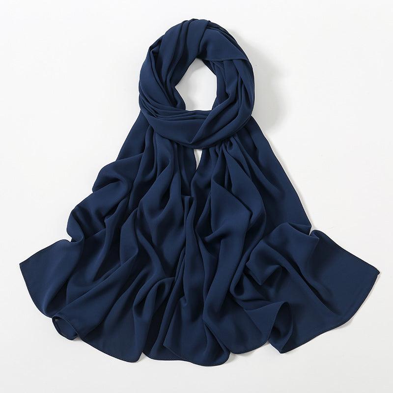 Solid Color Long Chiffon Scarf for Woman