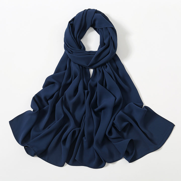 Solid Color Long Chiffon Scarf for Woman