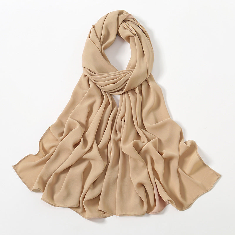 Solid Color Long Chiffon Scarf for Woman