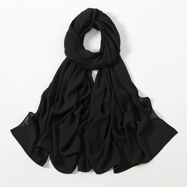 Solid Color Long Chiffon Scarf for Woman